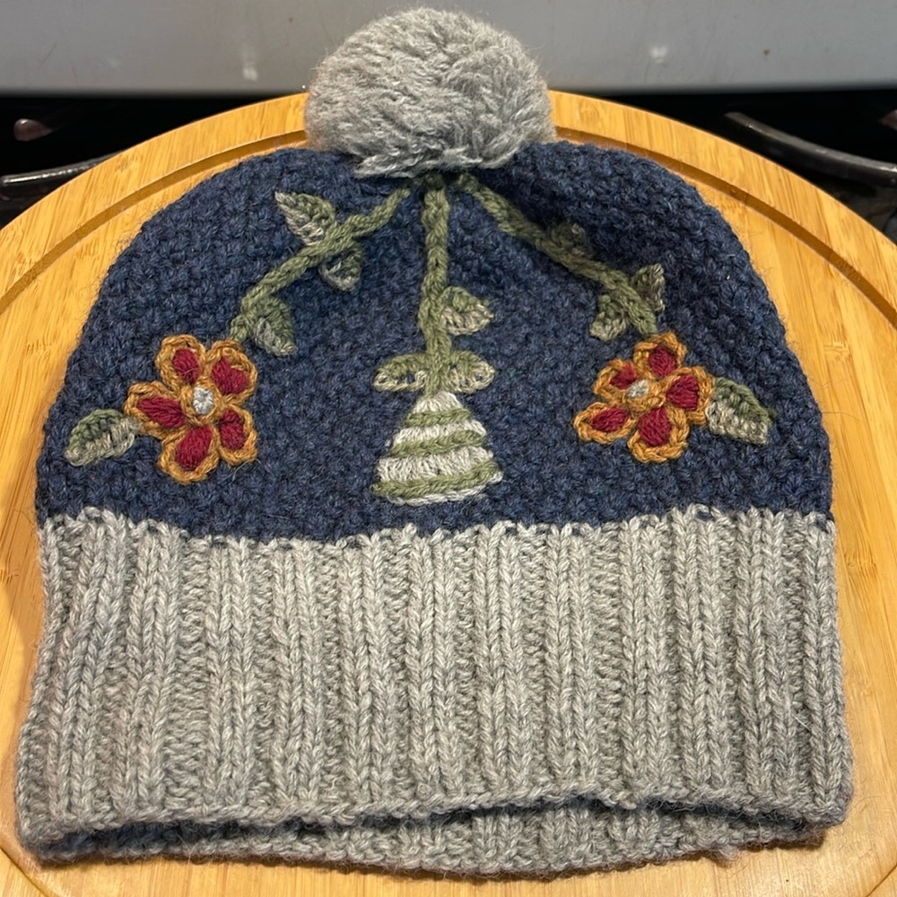 Peruvian Trading Company Embroidered Wool Hat w/ Pom Pom